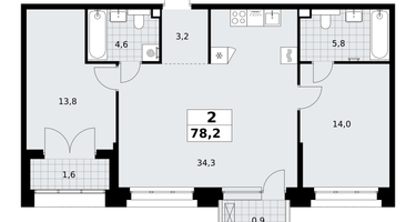 2-к. квартира, 78&nbsp;м²