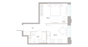 1-к. квартира, 34&nbsp;м²