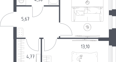 1-к. квартира, 40&nbsp;м²