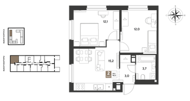 2-к. квартира, 46&nbsp;м²