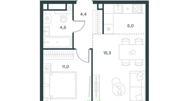 2-к. квартира, 40&nbsp;м²