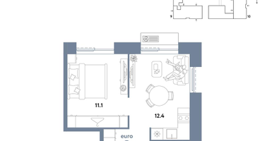 2-к. квартира, 33&nbsp;м²