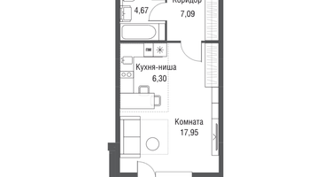 1-к. квартира, 39 м²