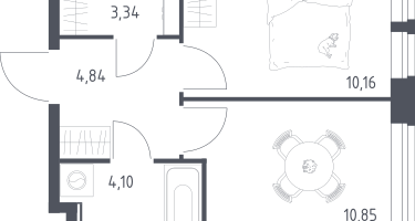 1-к. квартира, 33&nbsp;м²