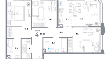 3-к. квартира, 73&nbsp;м²