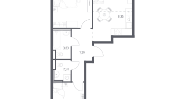 Студия, 62&nbsp;м²