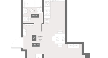 Студия, 33&nbsp;м²