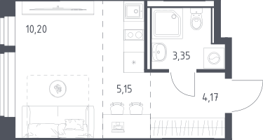 Студия, 22&nbsp;м²