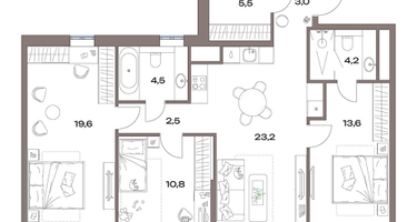 4-к. квартира, 88&nbsp;м²