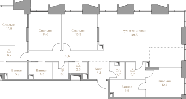 4-к. квартира, 155&nbsp;м²