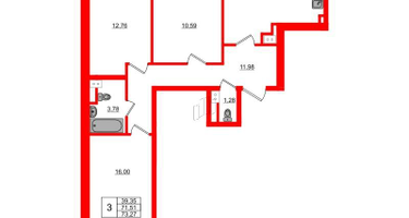 3-к. квартира, 73&nbsp;м²