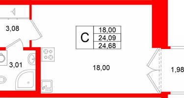 Студия, 24&nbsp;м²