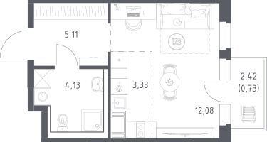 Студия, 25&nbsp;м²