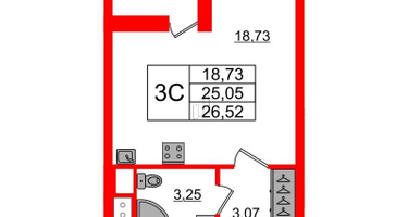 Студия, 25&nbsp;м²