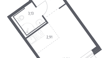 Студия, 22&nbsp;м²