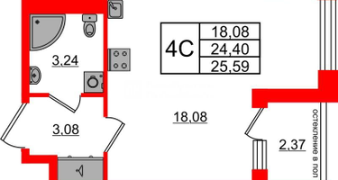 Студия, 24&nbsp;м²