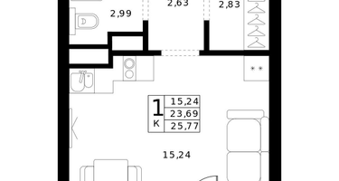 Студия, 25&nbsp;м²