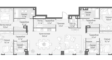 5-к. квартира, 187 м²