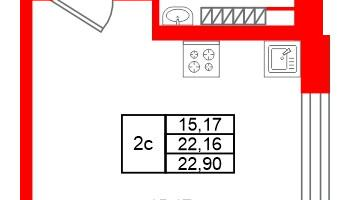 Студия, 22&nbsp;м²