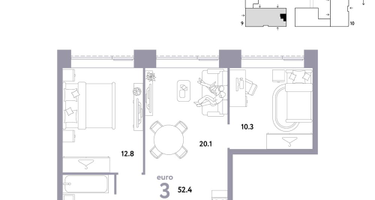 3-к. квартира, 52&nbsp;м²