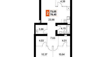2-к. квартира, 78&nbsp;м²