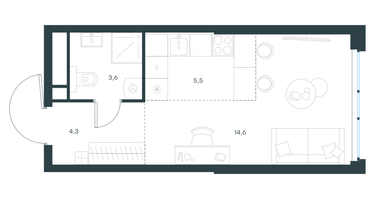 Студия, 28&nbsp;м²