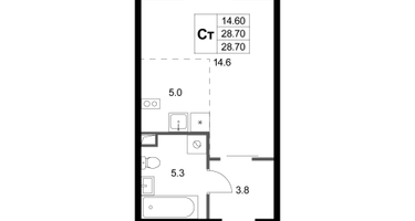 Студия, 28&nbsp;м²