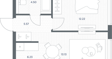 1-к. квартира, 41&nbsp;м²
