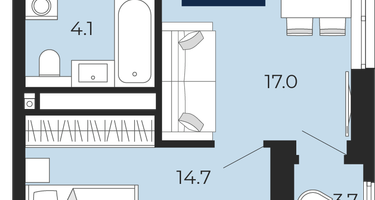 1-к. квартира, 39&nbsp;м²