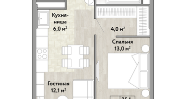 1-к. квартира, 47 м²