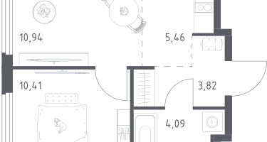 Студия, 34&nbsp;м²