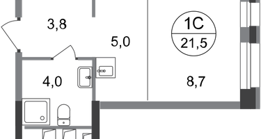 Студия, 21&nbsp;м²