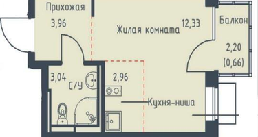 Студия, 22,9&nbsp;м²