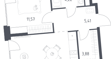 1-к. квартира, 40&nbsp;м²