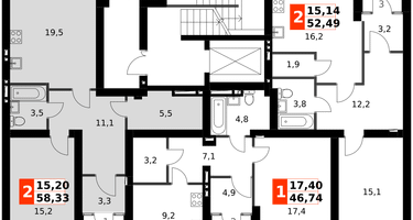1-к. квартира, 57&nbsp;м²