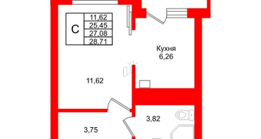 Студия, 27&nbsp;м²