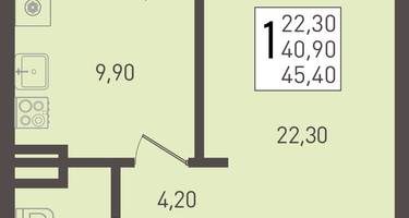 1-к. квартира, 45 м²