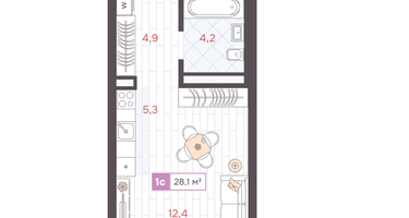 Студия, 28&nbsp;м²