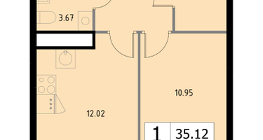 1-к. квартира, 35&nbsp;м²