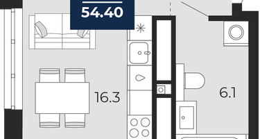 2-к. квартира, 52 м²