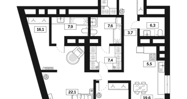 3-к. квартира, 128&nbsp;м²