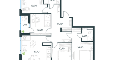 4-к. квартира, 89&nbsp;м²