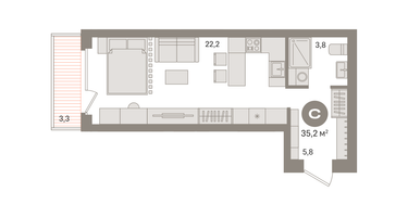 2-к. квартира, 76 м²