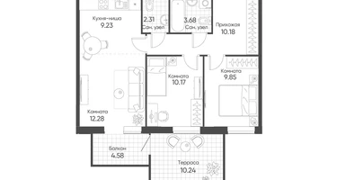 3-к. квартира, 59&nbsp;м²