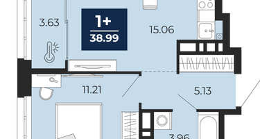 1-к. квартира, 38 м²