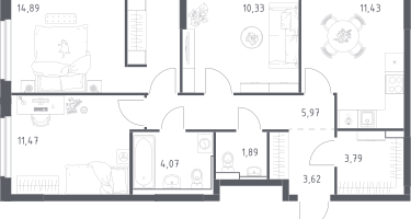 3-к. квартира, 67&nbsp;м²