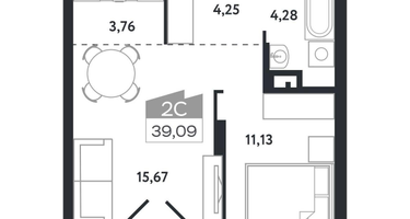 2-к. квартира, 39&nbsp;м²