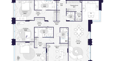 4-к. квартира, 177&nbsp;м²