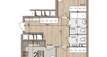 2-к. квартира, 70&nbsp;м²