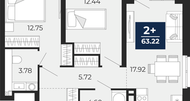 2-к. квартира, 61&nbsp;м²